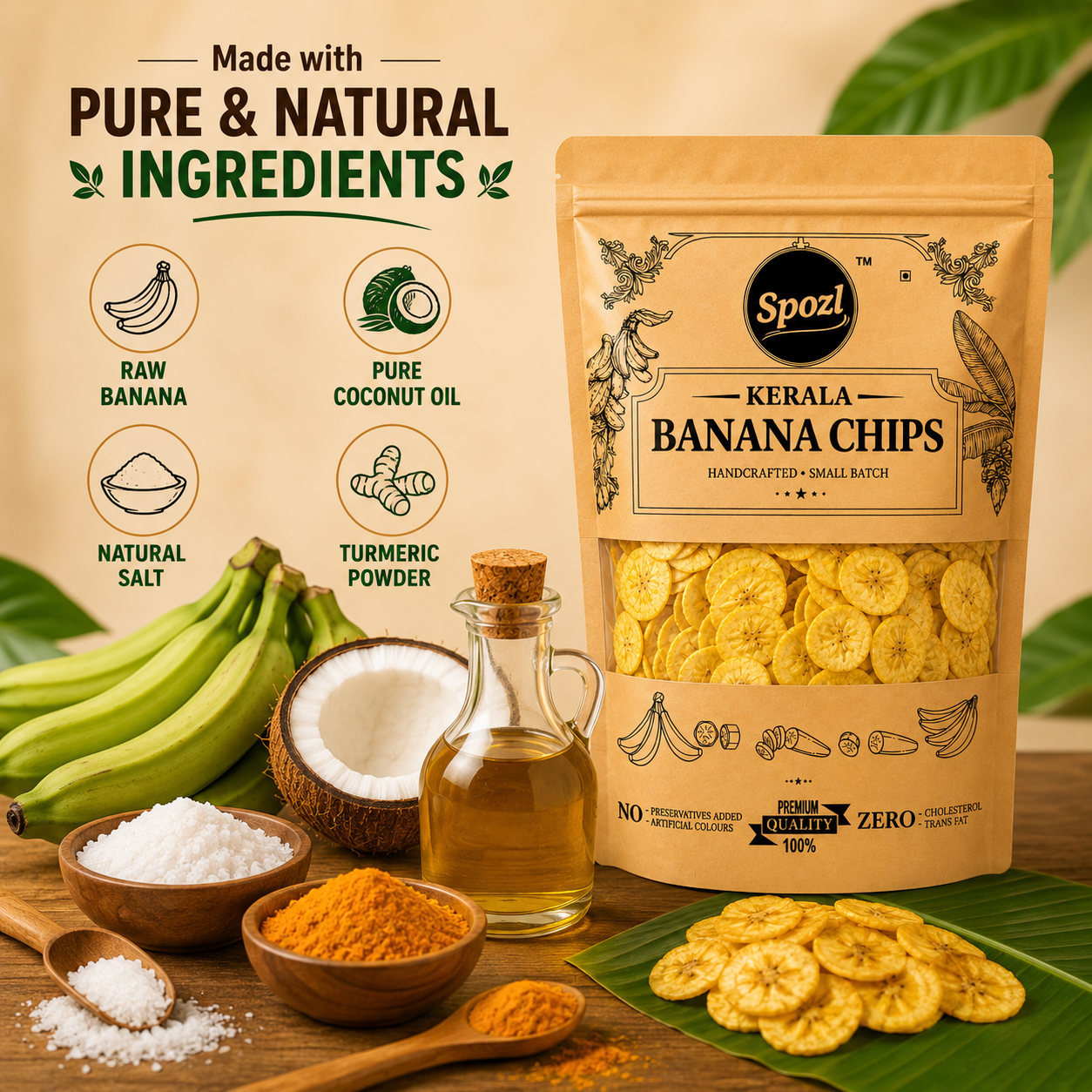 Kerala's Best Banana Chips in Coconut Oil (1200gm) pack