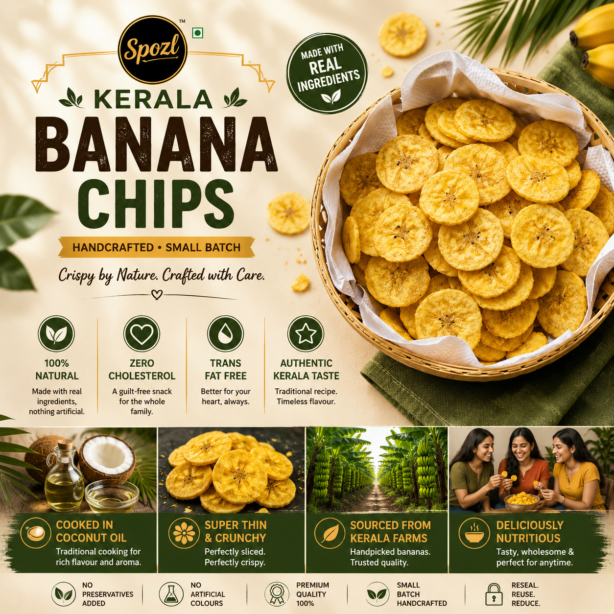 Kerala's Best Banana Chips in Coconut Oil (1200gm) pack